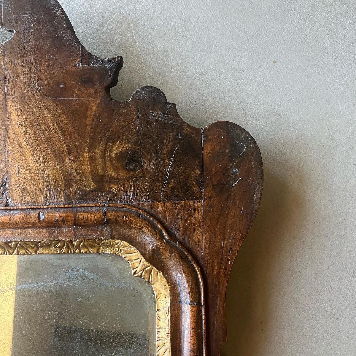 A George II Walnut Fret Mirror