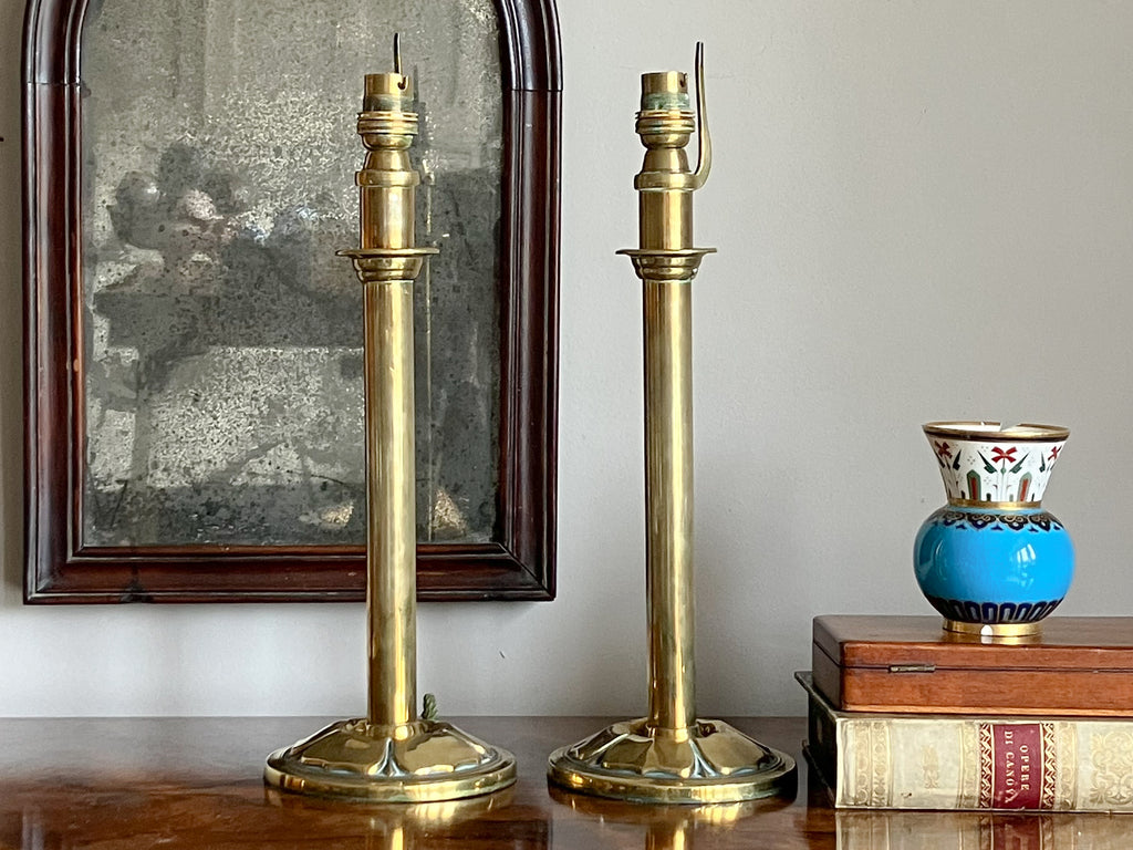 A Pair of Arts & Crafts Movement Brass Lamps