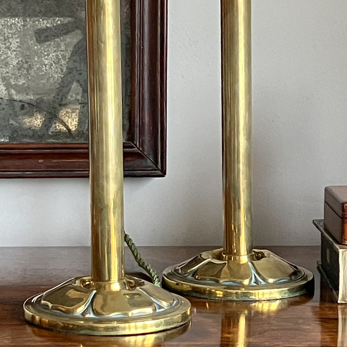 A Pair of Arts & Crafts Movement Brass Lamps