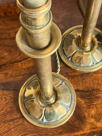 A Pair of Arts & Crafts Movement Brass Lamps