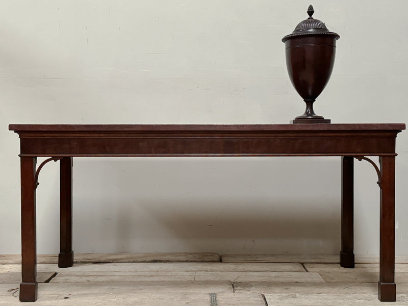 A Chippendale Period Mahogany Serving Table with Faux Marble Top