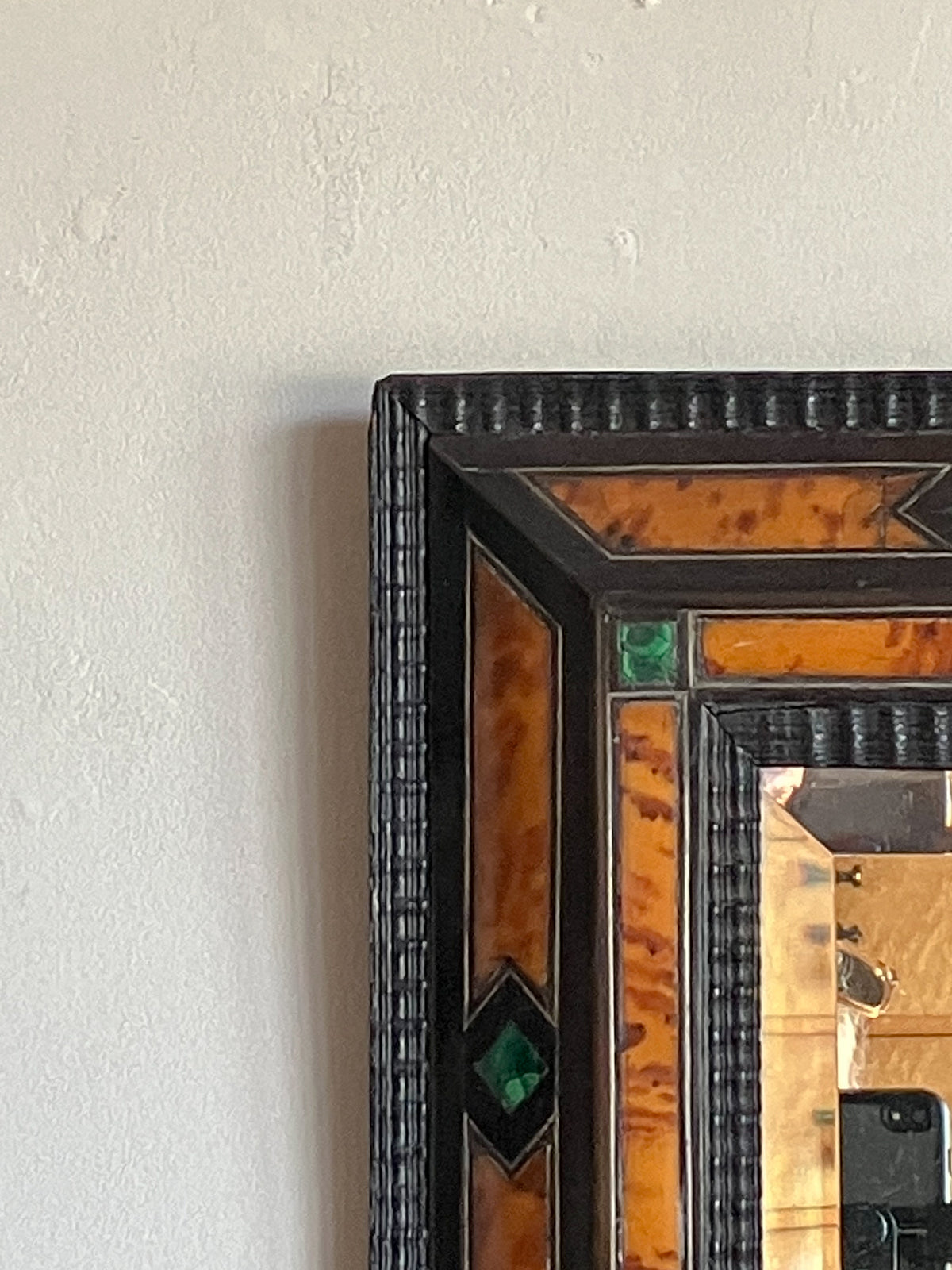 A Late 19th Century Tortoiseshell & Malachite Ripple Frame Mirror