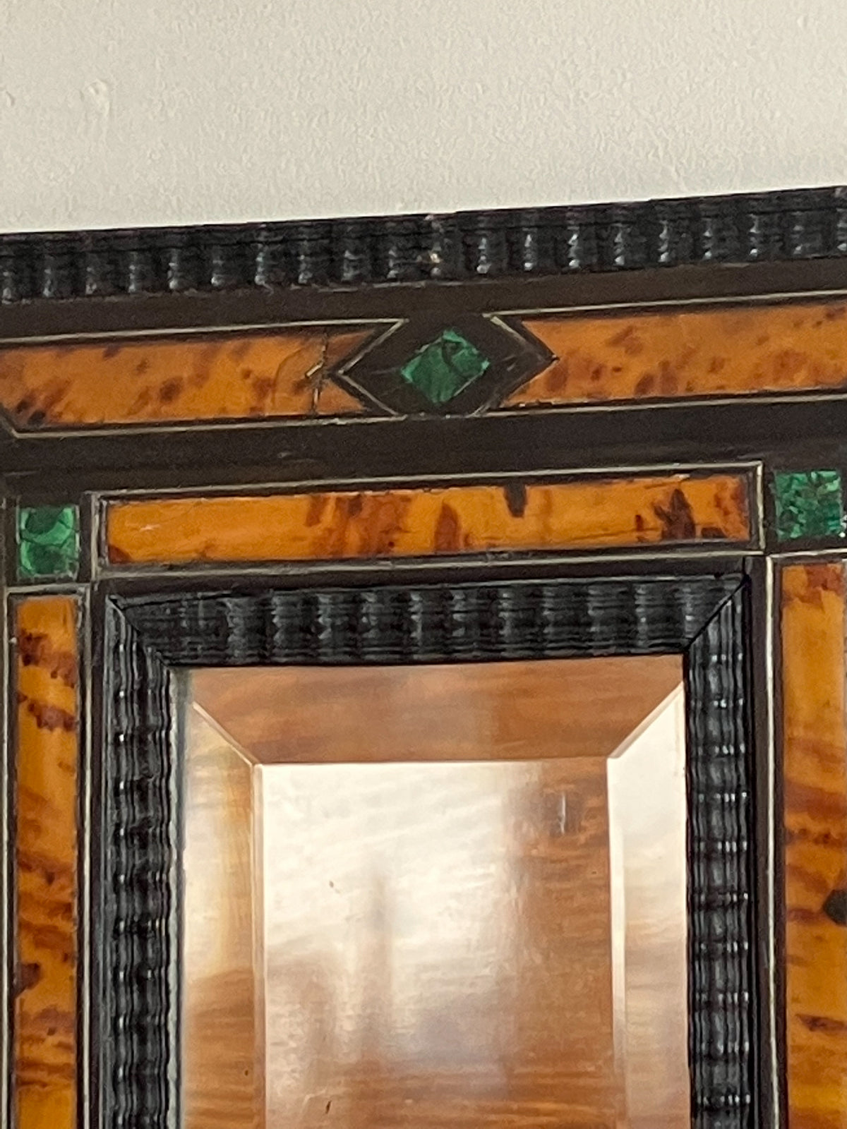 A Late 19th Century Tortoiseshell & Malachite Ripple Frame Mirror