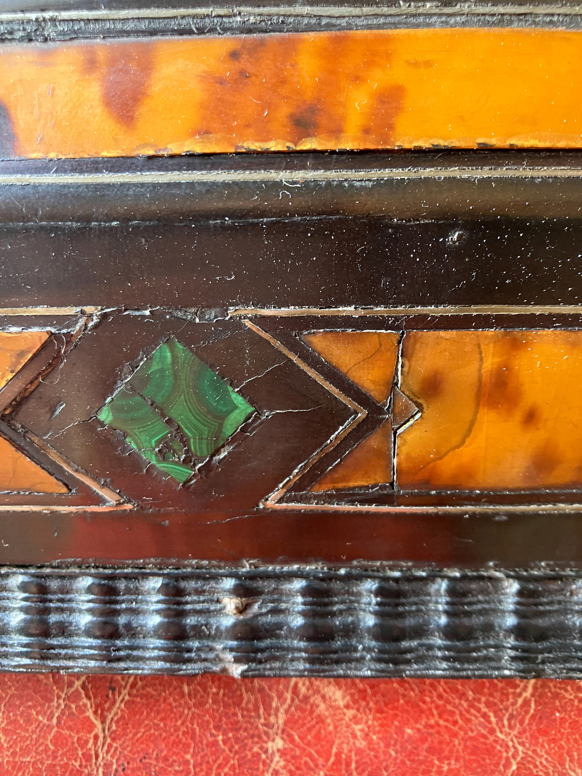 A Late 19th Century Tortoiseshell & Malachite Ripple Frame Mirror