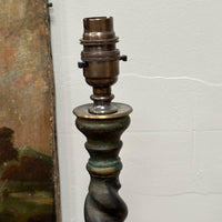 A Pair of Tall 19th Century Cast Brass Barley Twist Lamps