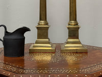 A Pair of 19th Century Solid Brass Column Lamps