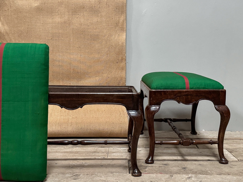 A Pair of 19th Century Queen Anne Style Walnut Stools