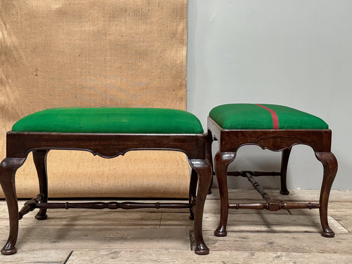 A Pair of 19th Century Queen Anne Style Walnut Stools