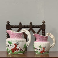 A Pair of 19th Century Staffordshire Hunting Jugs