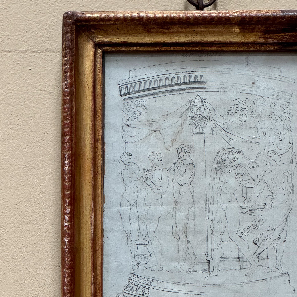 Early 19th Century Framed Ink Sketches of Bacchanalian