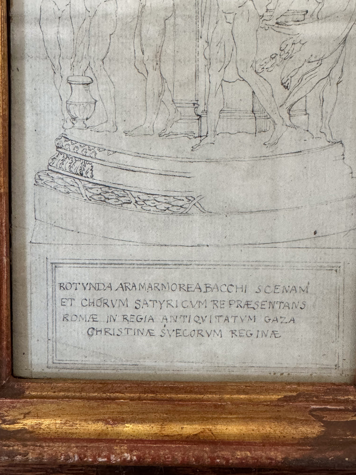 Early 19th Century Framed Ink Sketches of Bacchanalian