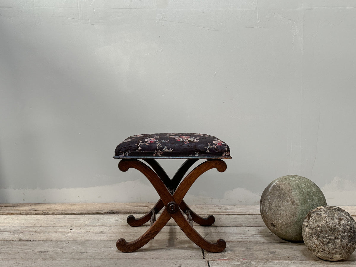 A Regency Rosewood X Frame Stool