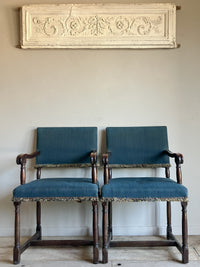 A Set of Four 17th Century Style Yew Wood Chairs