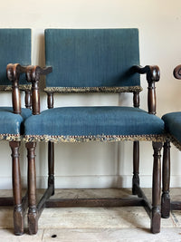 A Set of Four 17th Century Style Yew Wood Chairs