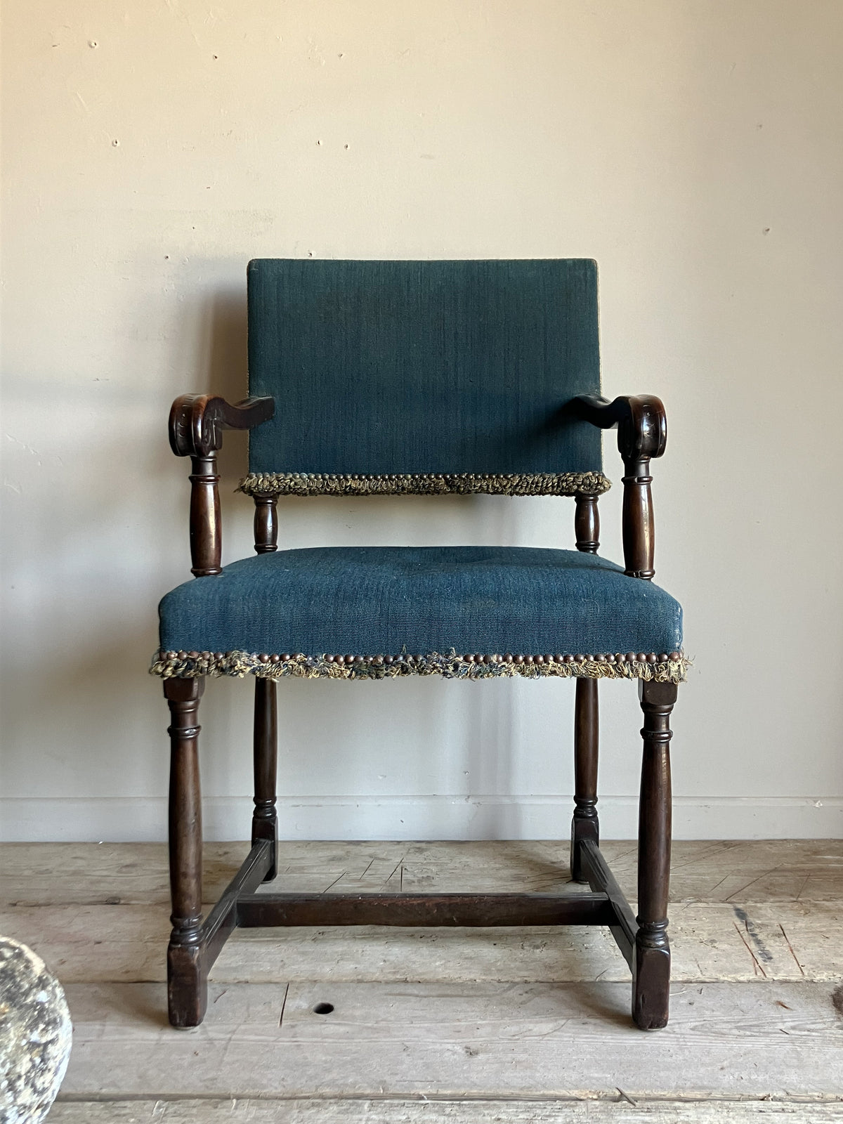 A Set of Four 17th Century Style Yew Wood Chairs