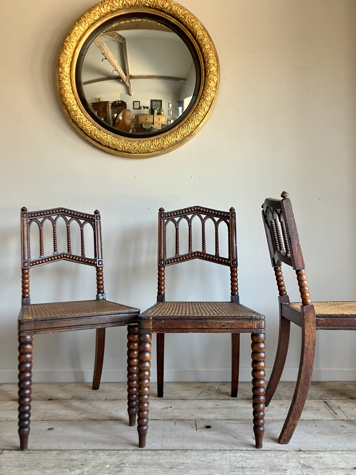 A Set of Four Late 19th Century Oak Gothic Revival Chairs