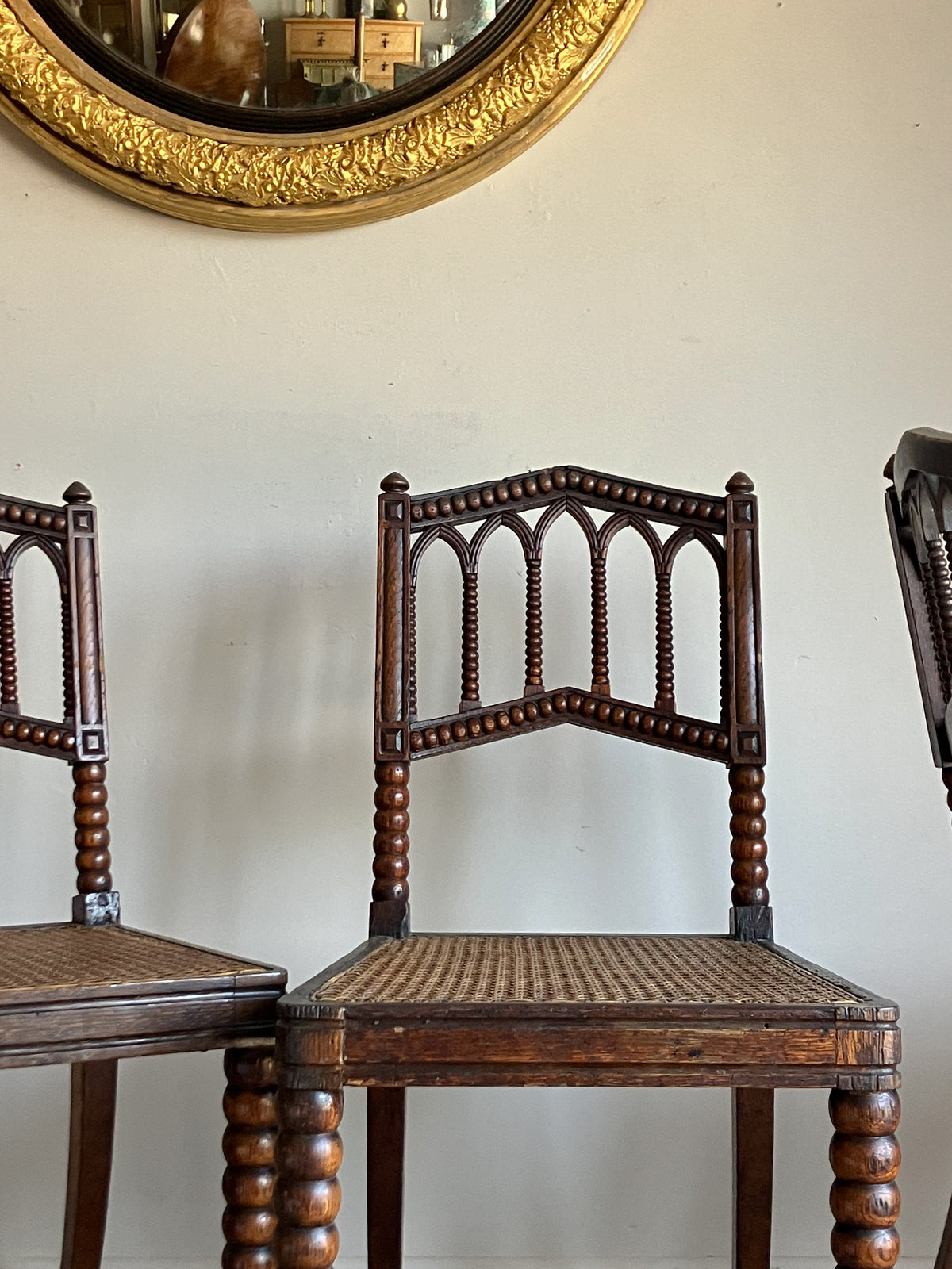 A Set of Four Late 19th Century Oak Gothic Revival Chairs