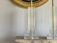 A Pair of Large Glass Column Lamps