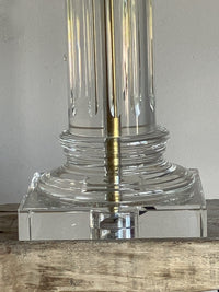 A Pair of Large Glass Column Lamps