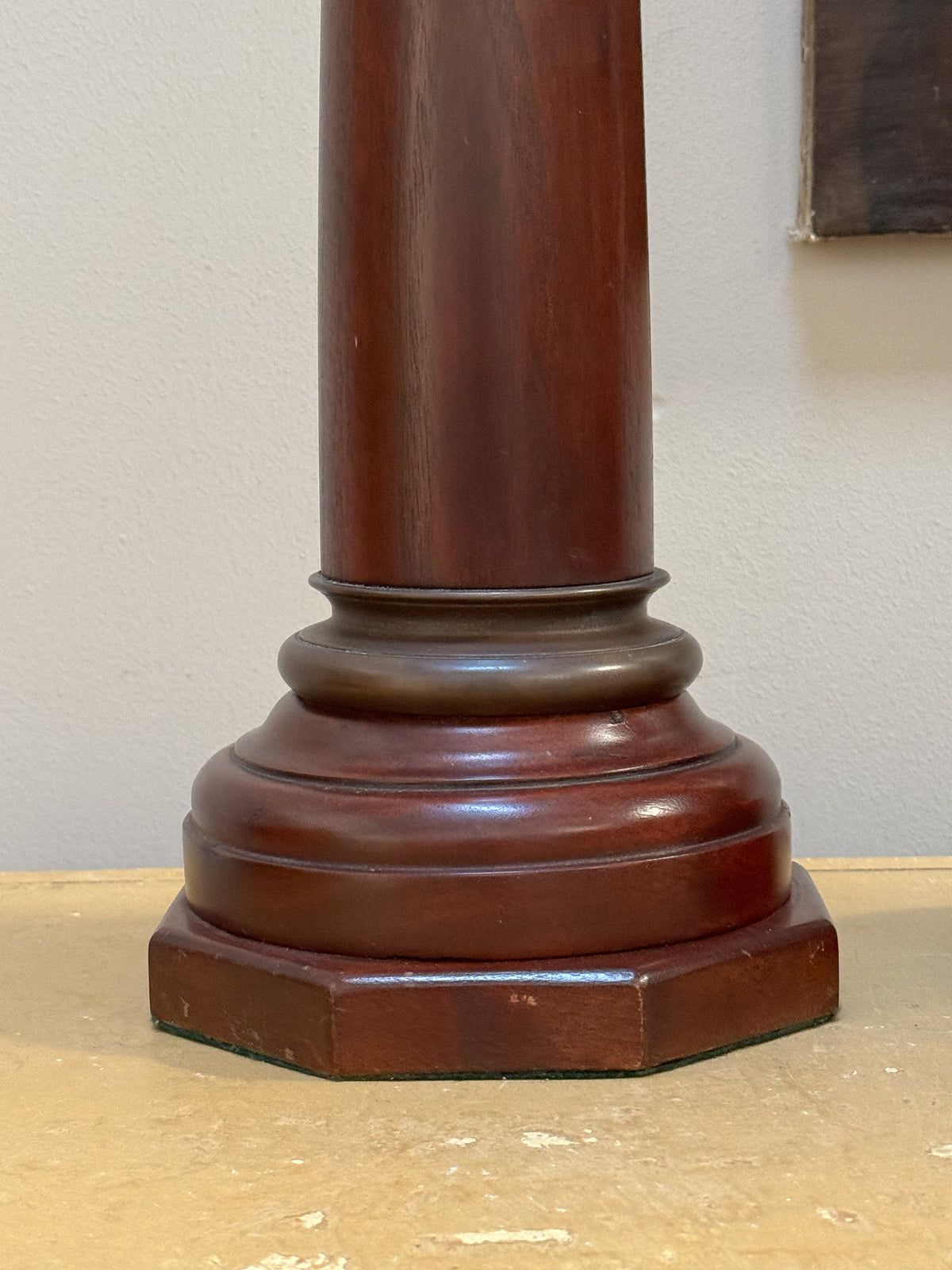 A Large Pair of Late 19th Century Mahogany Column Lamps