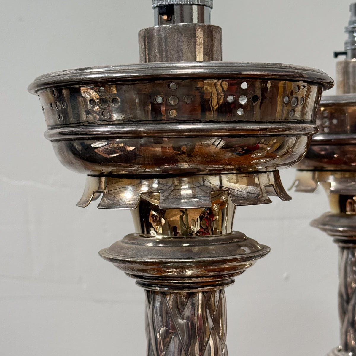 A Set of Four Large 19th Century Silver Lamps