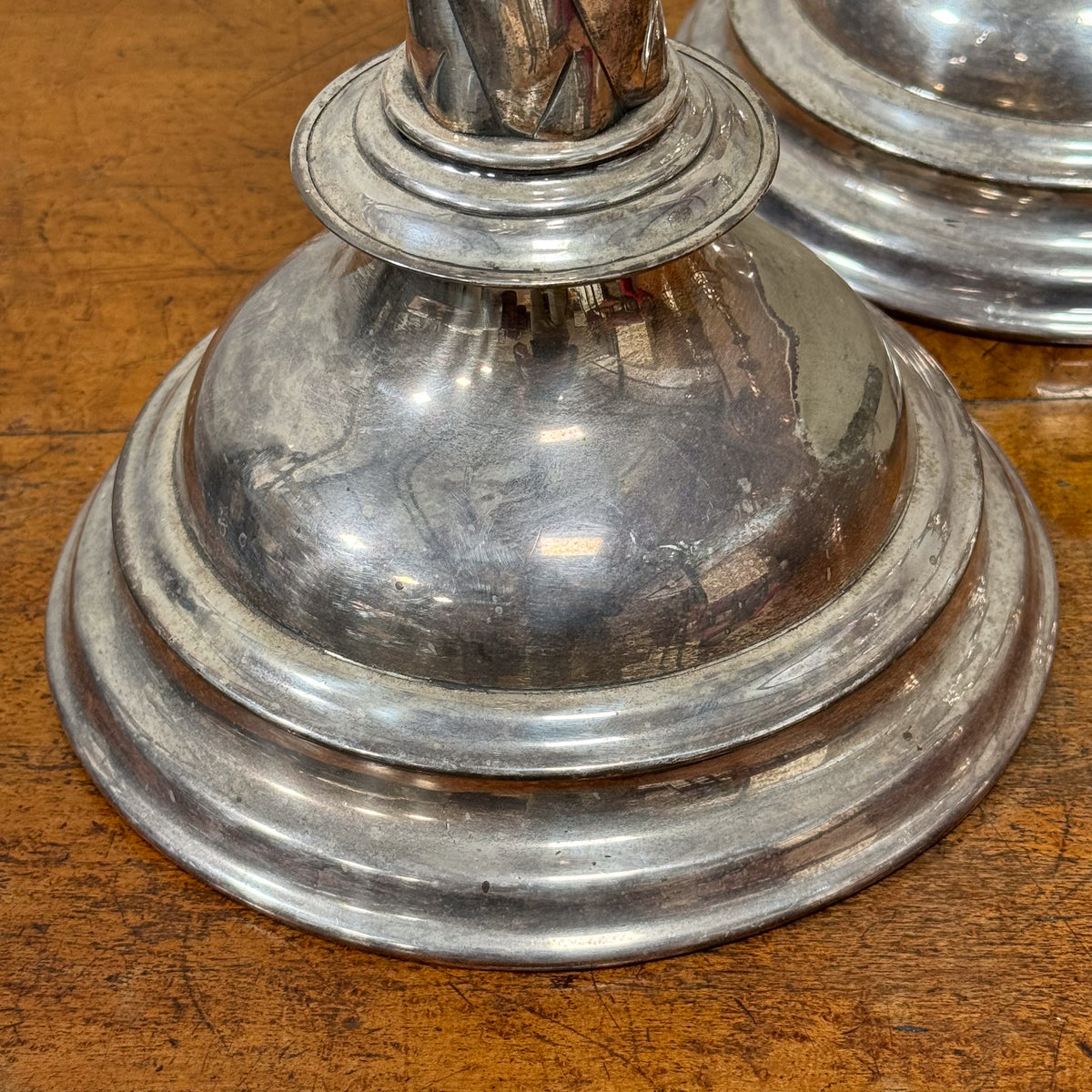 A Set of Four Large 19th Century Silver Lamps