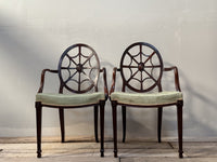 A Pair of George III Mahogany Hepplewhite Style Armchairs