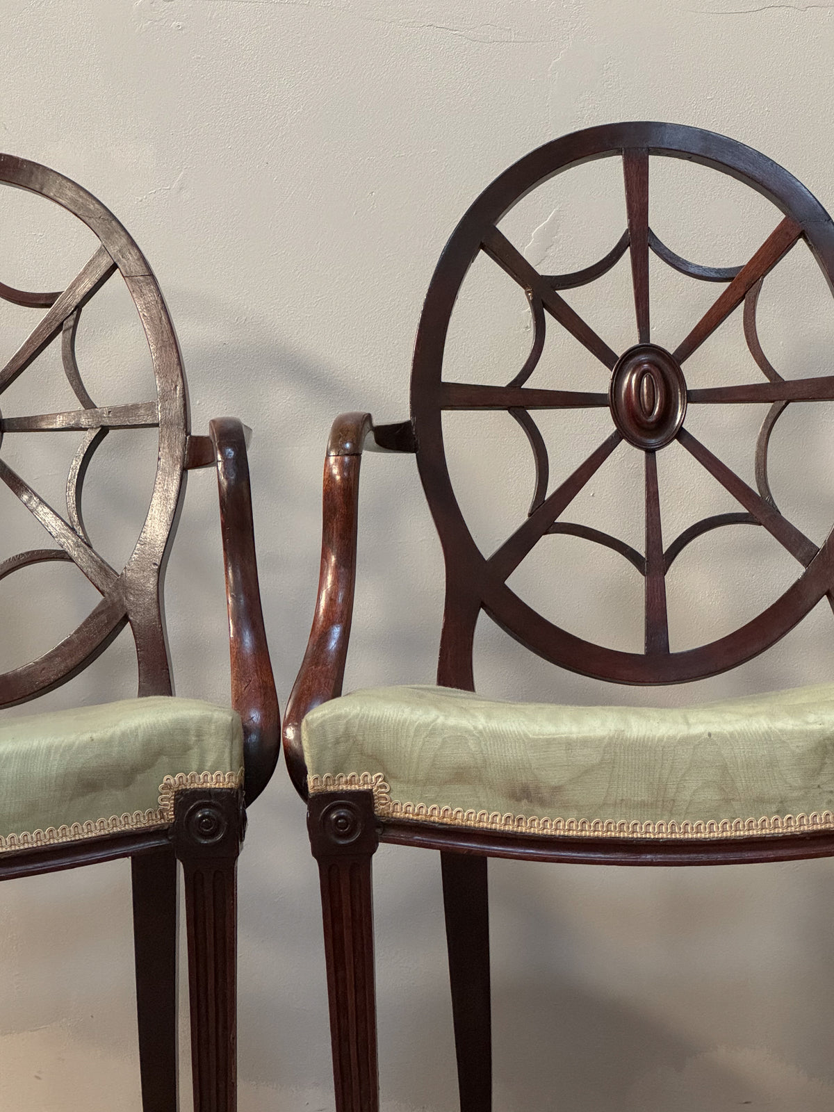 A Pair of George III Mahogany Hepplewhite Style Armchairs