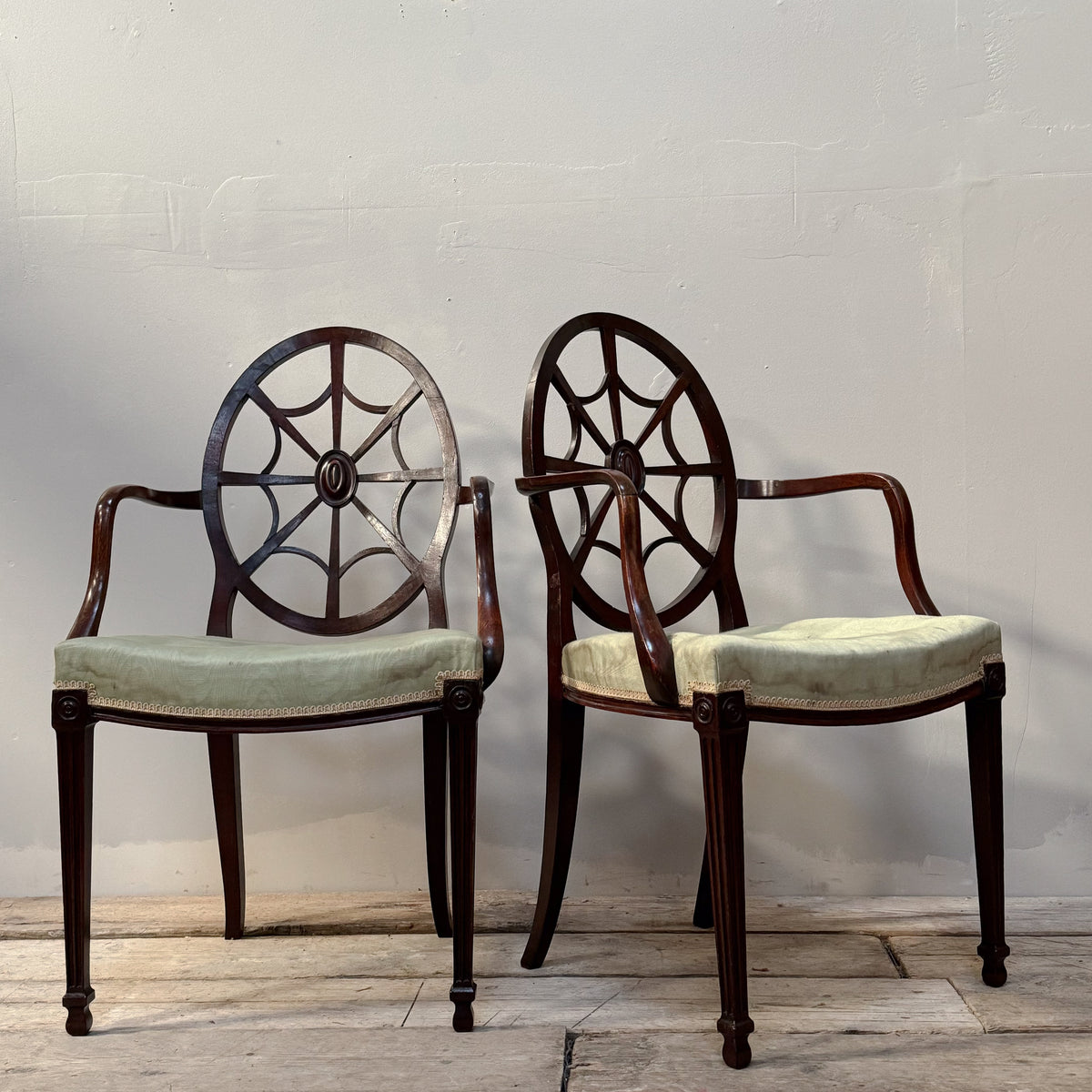 A Pair of George III Mahogany Hepplewhite Style Armchairs