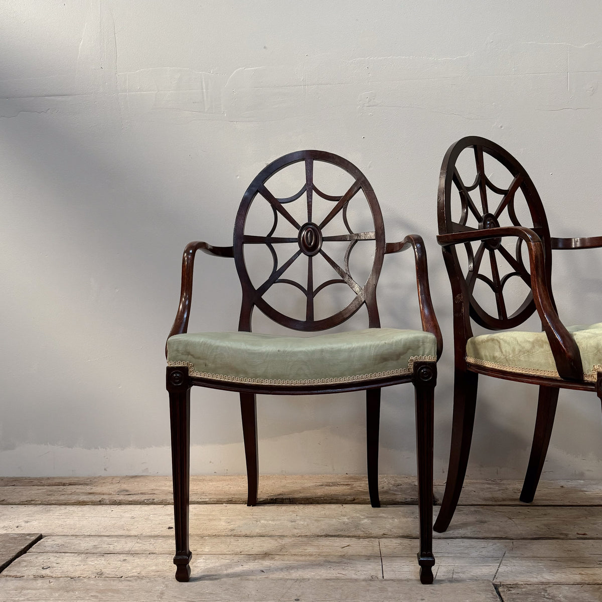 A Pair of George III Mahogany Hepplewhite Style Armchairs