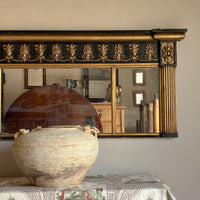 A Regency Giltwood & Ebonised Triple Plate Mantel Mirror