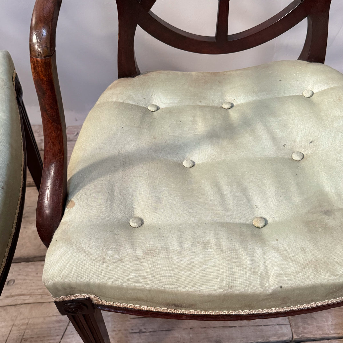 A Pair of George III Mahogany Hepplewhite Style Armchairs