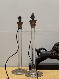 A Pair of George IV Cut Glass Column Lamps