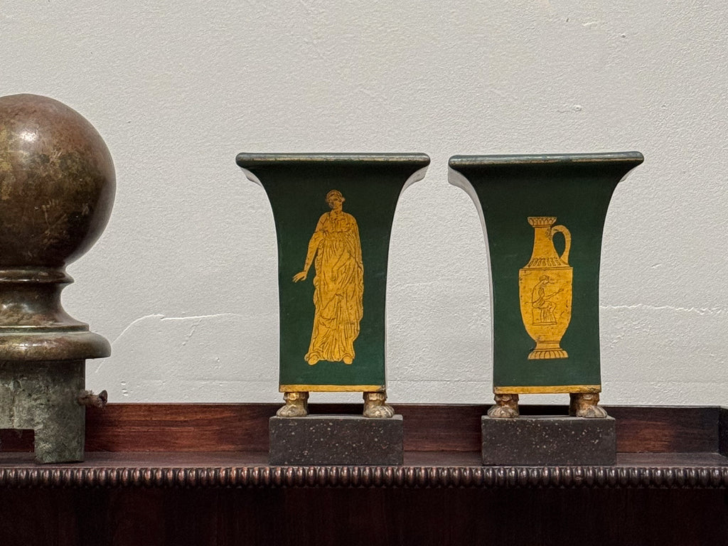 A Pair of Regency Toleware Vases