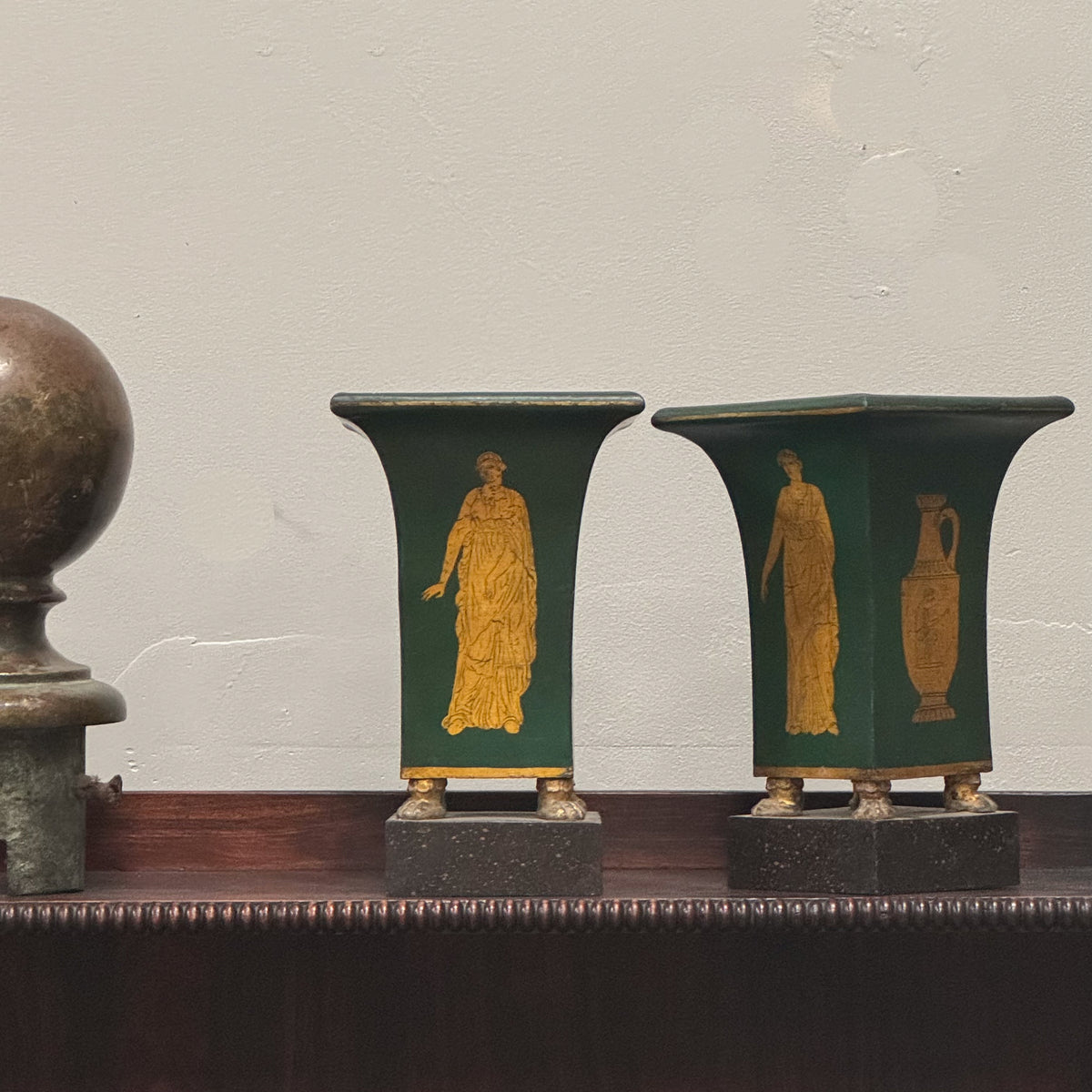 A Pair of Regency Toleware Vases