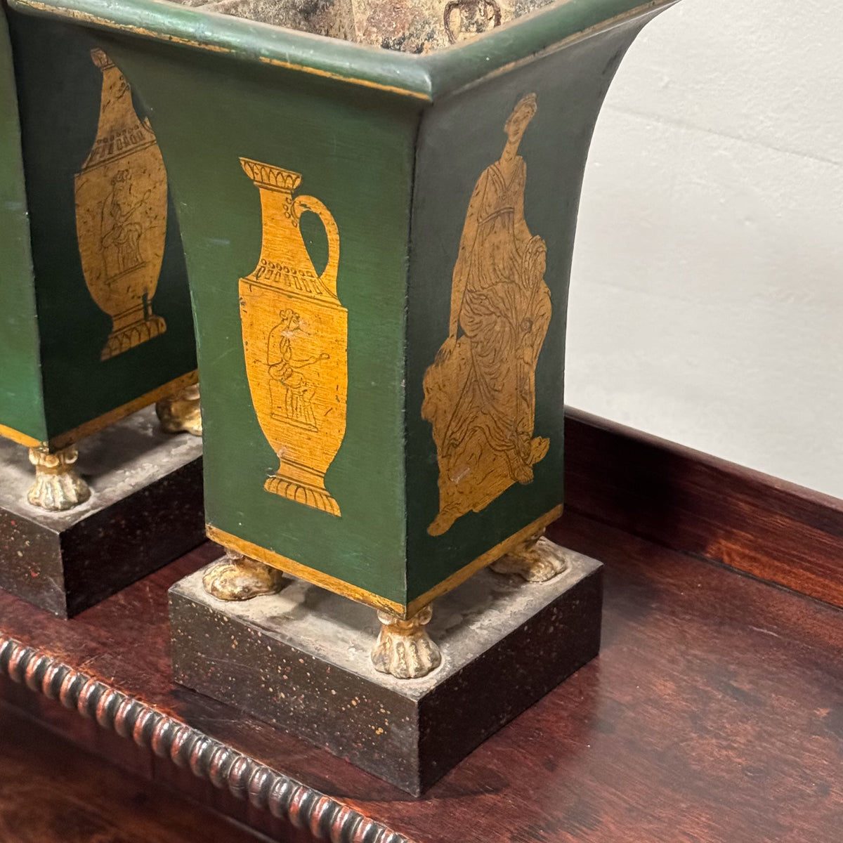 A Pair of Regency Toleware Vases