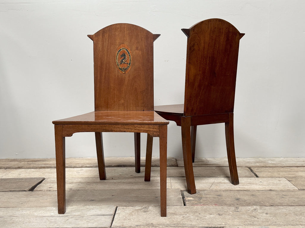 A Set of Six Late Regency Mahogany Hall Chairs