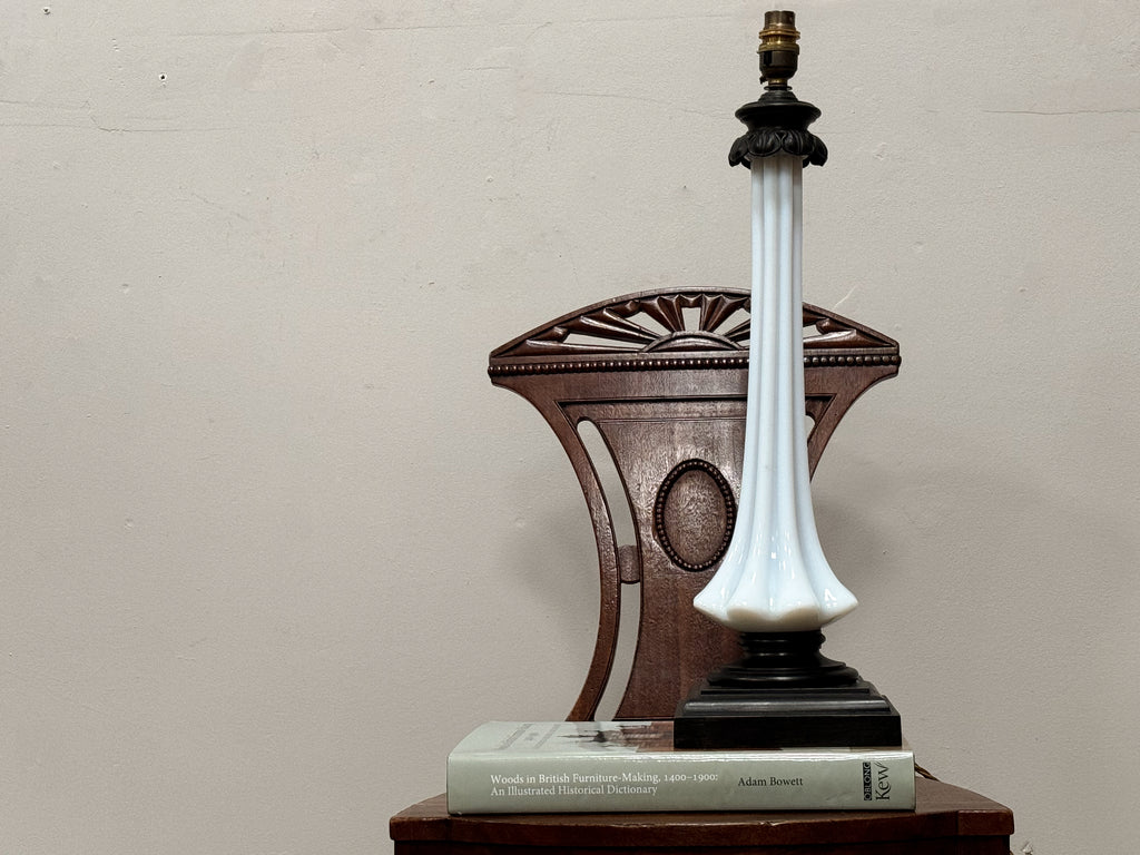 A 19th Century Opaline Glass & Cast Bronze Lamp