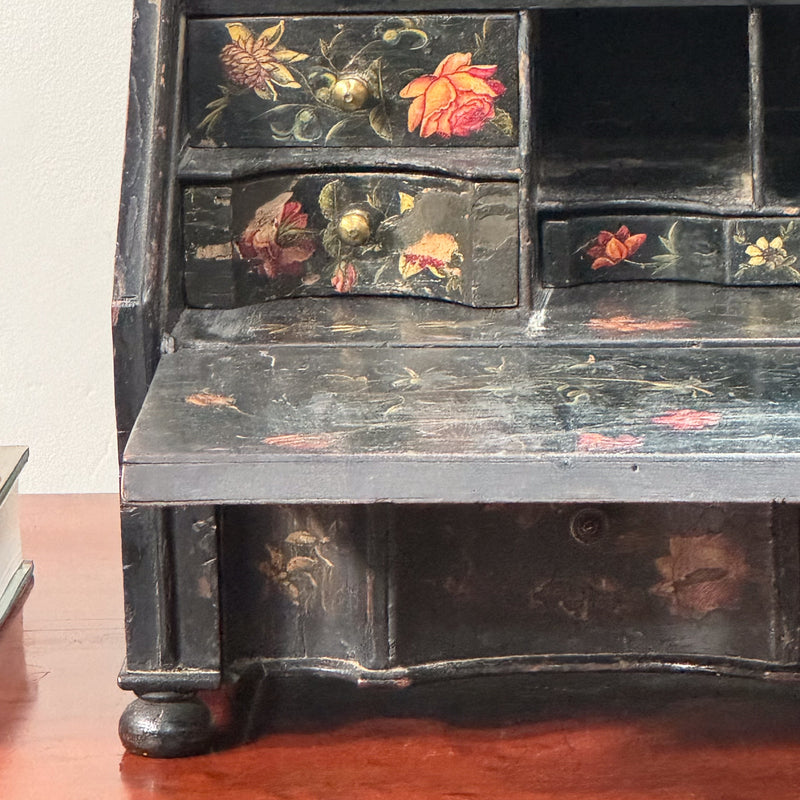 A Queen Anne Black & Polychrome Japanned Dressing Mirror