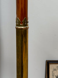 A Pair of Early 20th Century Brass and Oak Standard Lamps