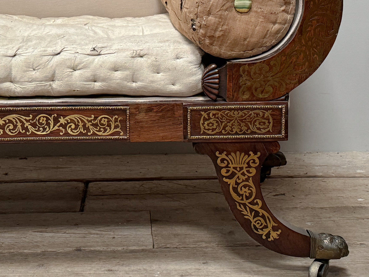 A George IV Rosewood and Inlaid Brass Day Bed attributed to Gillows