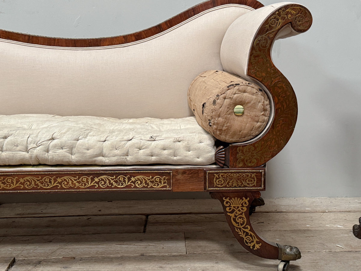 A George IV Rosewood and Inlaid Brass Day Bed attributed to Gillows