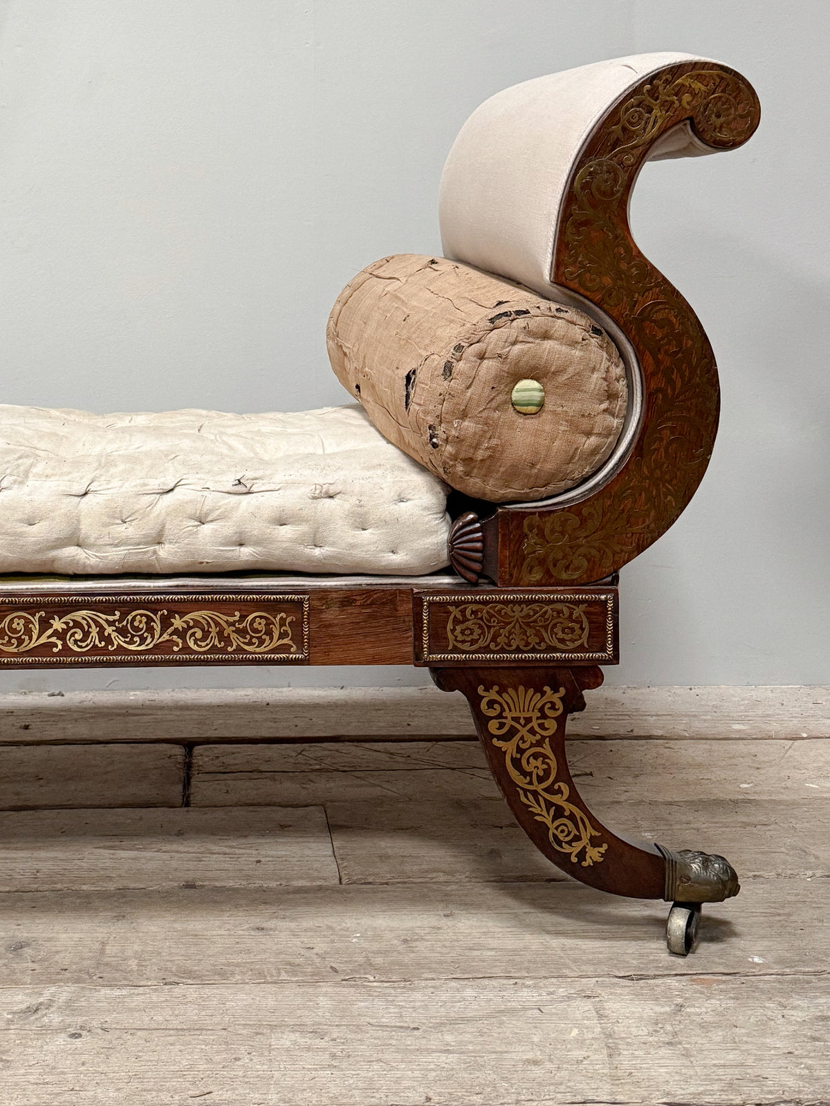 A George IV Rosewood and Inlaid Brass Day Bed attributed to Gillows