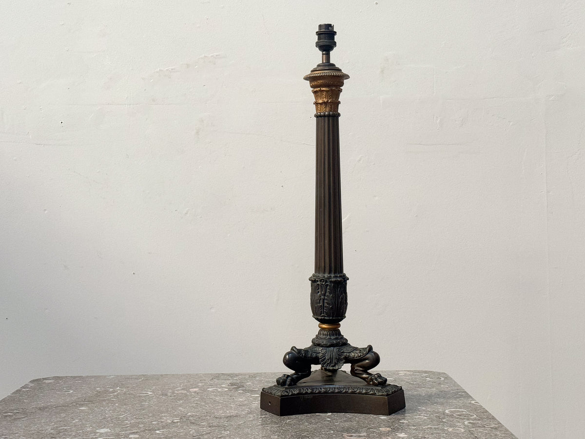 A 19th Century French Empire Bronze and Parcel Gilt Lamp