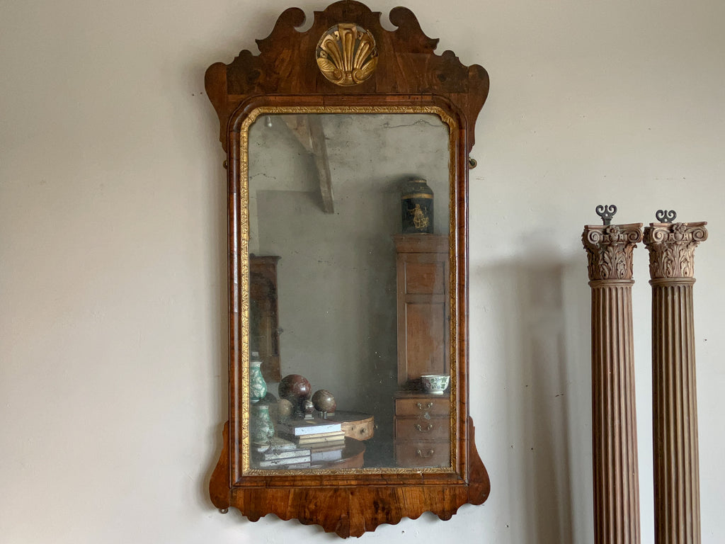 A George II Walnut Fret Mirror