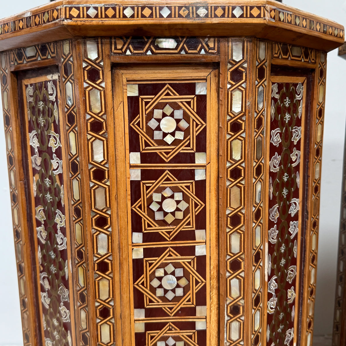 An Pair of Early 20th Century Syrian Inlaid Pedestal Tables