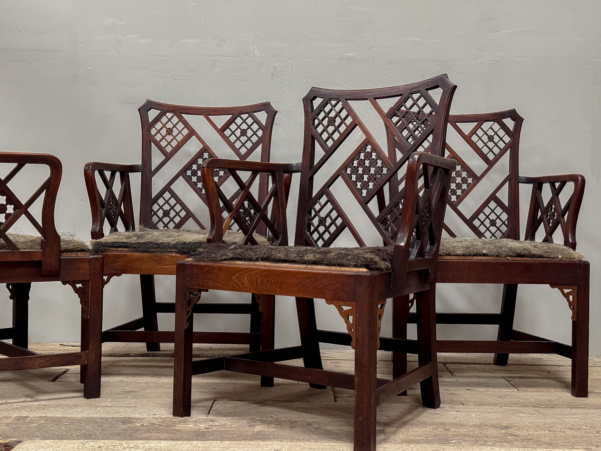 A Rare Set of Four George III Mahogany 'Cockpen' Armchairs