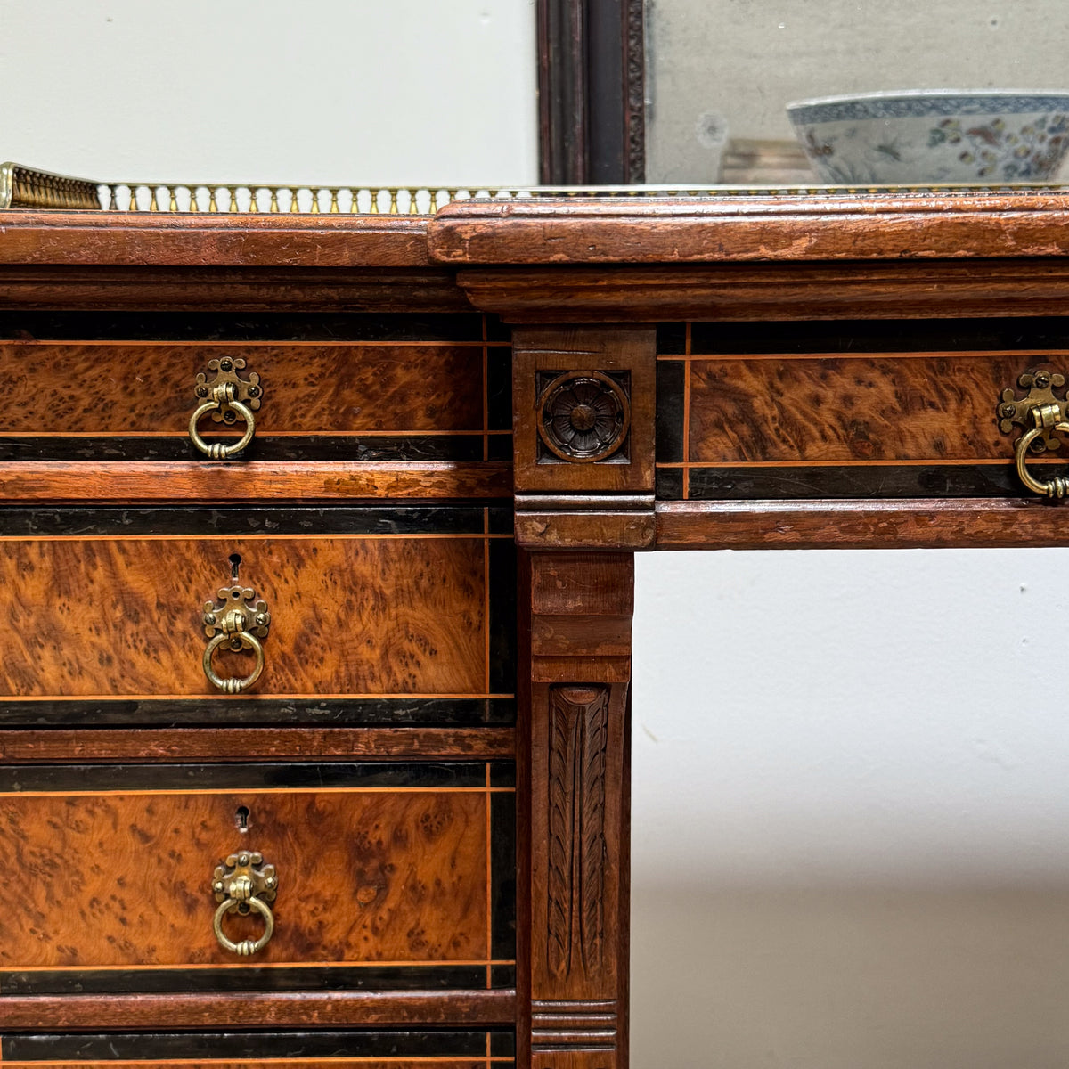 A 19th Century Gillows Amboyna Breakfront Library Desk