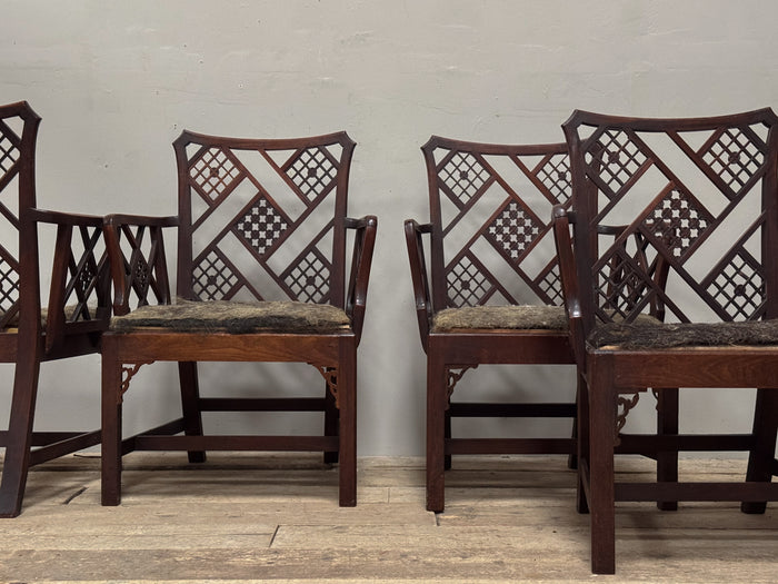 A Rare Set of Four George III Mahogany 'Cockpen' Armchairs