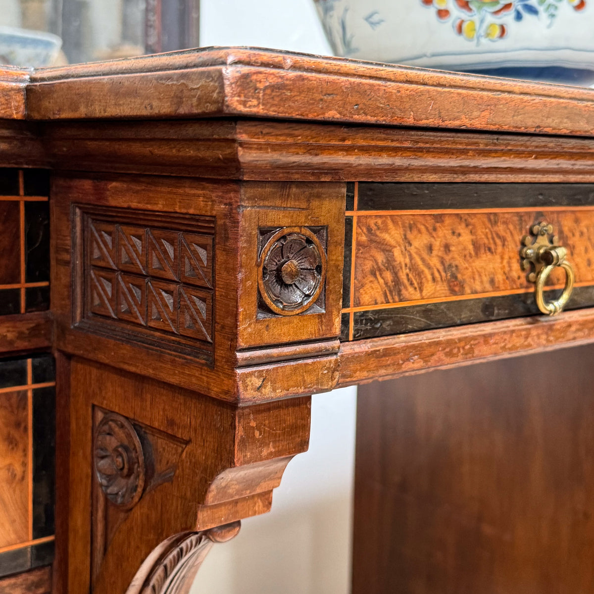 A 19th Century Gillows Amboyna Breakfront Library Desk